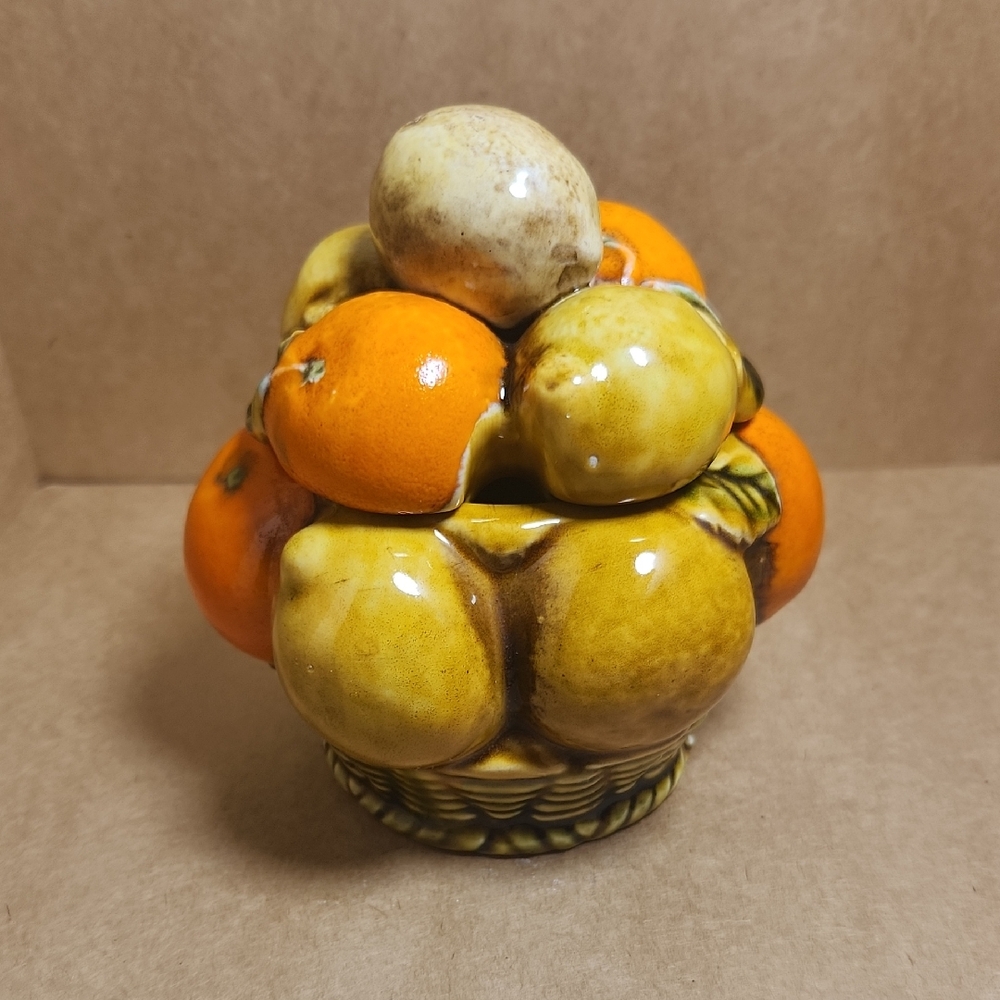 Fruit Basket Ceramic Decor Condiment Decanter Japan
